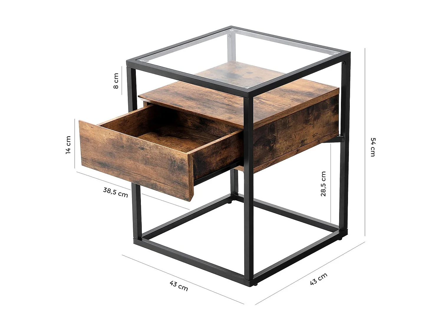 Table d'appoint table de verre 43 x 43 x 54 cm 12_0001030