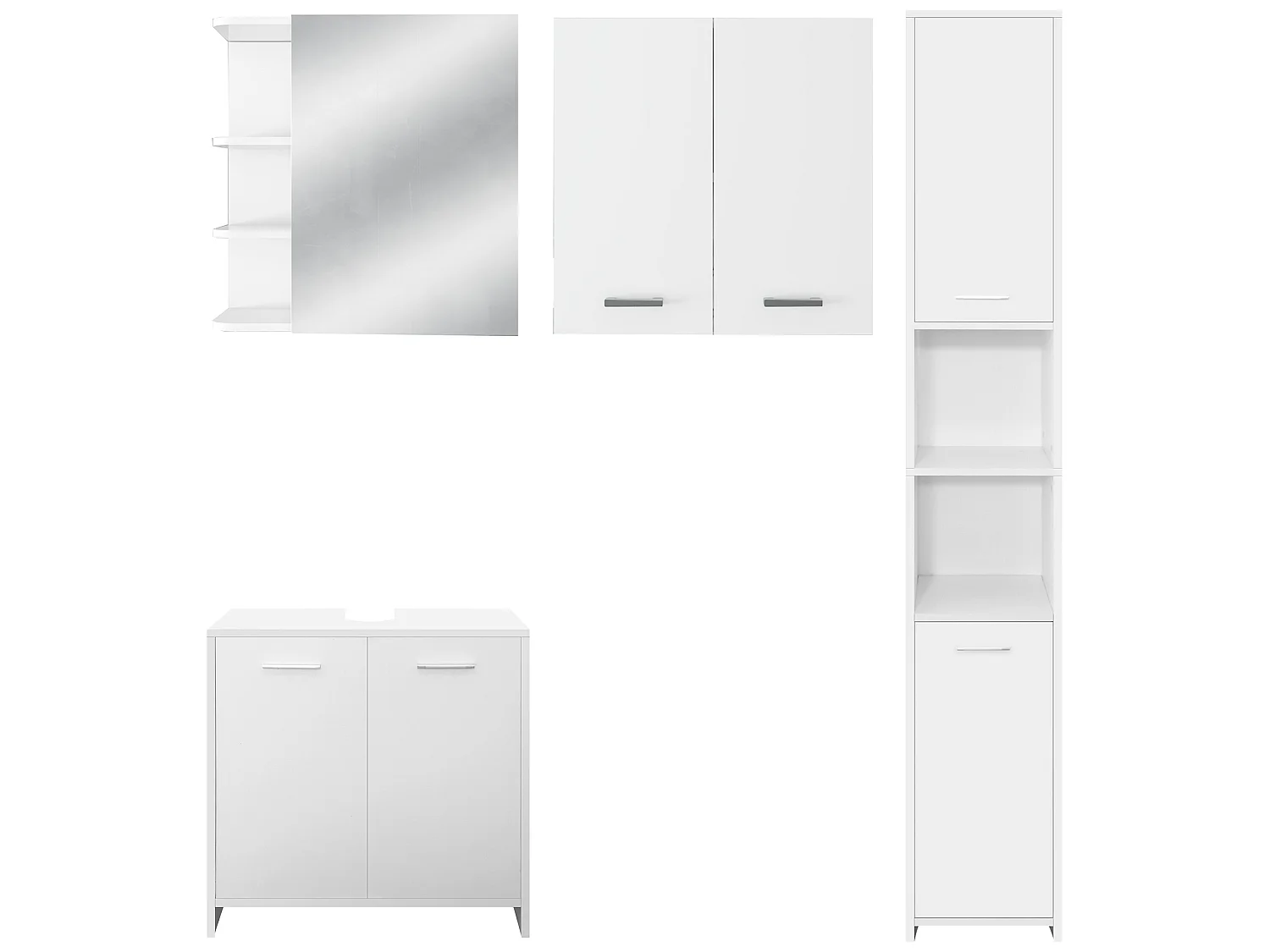 Ensemble 4 pieces de salle de bain MDF blanc armoires ML-DESIGN