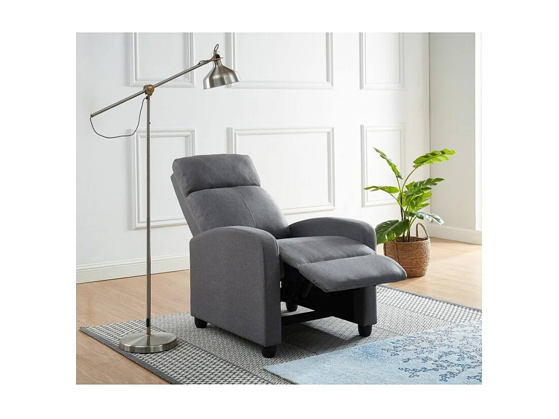 Fauteuil inclinable ALVA en tissu gris fonction push back