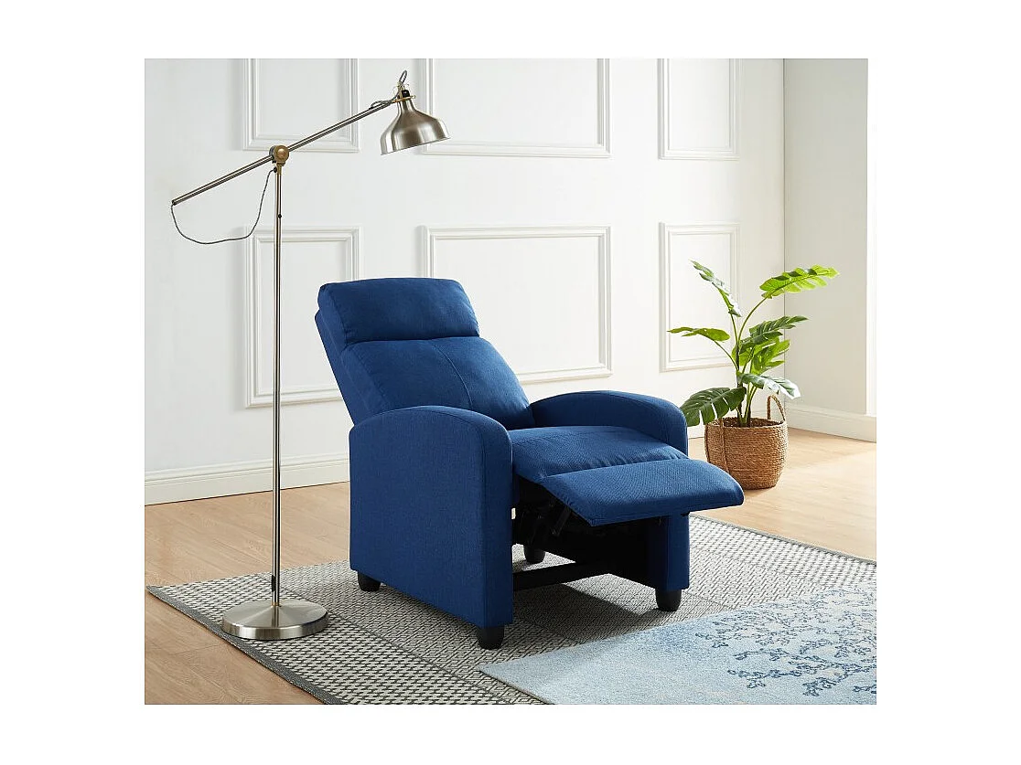 Fauteuil inclinable ALVA en tissu bleu jean fonction push back