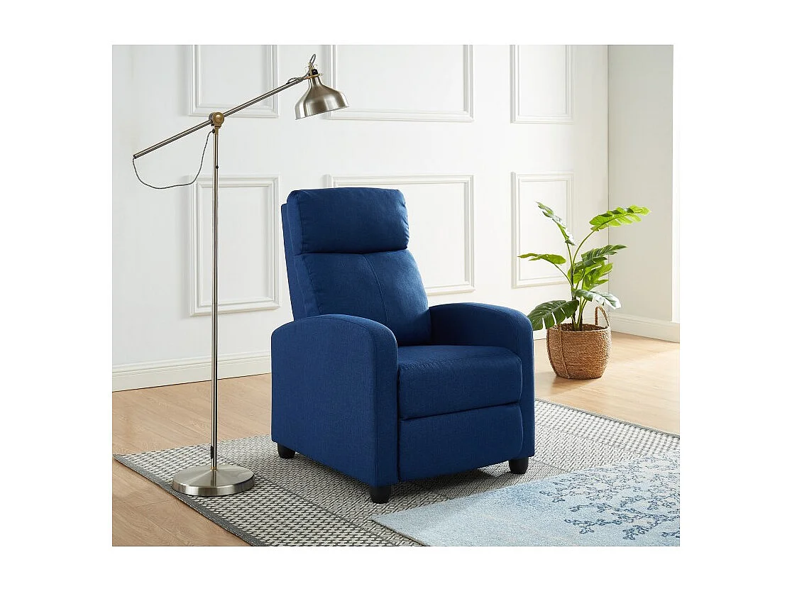 Fauteuil inclinable ALVA en tissu bleu jean fonction push back