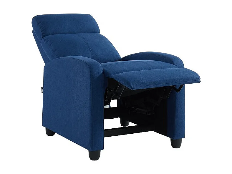 Fauteuil inclinable ALVA en tissu bleu jean fonction push back