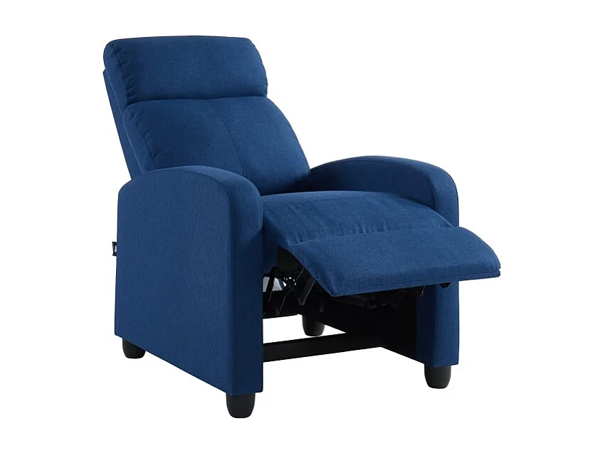Fauteuil inclinable ALVA en tissu bleu jean fonction push back