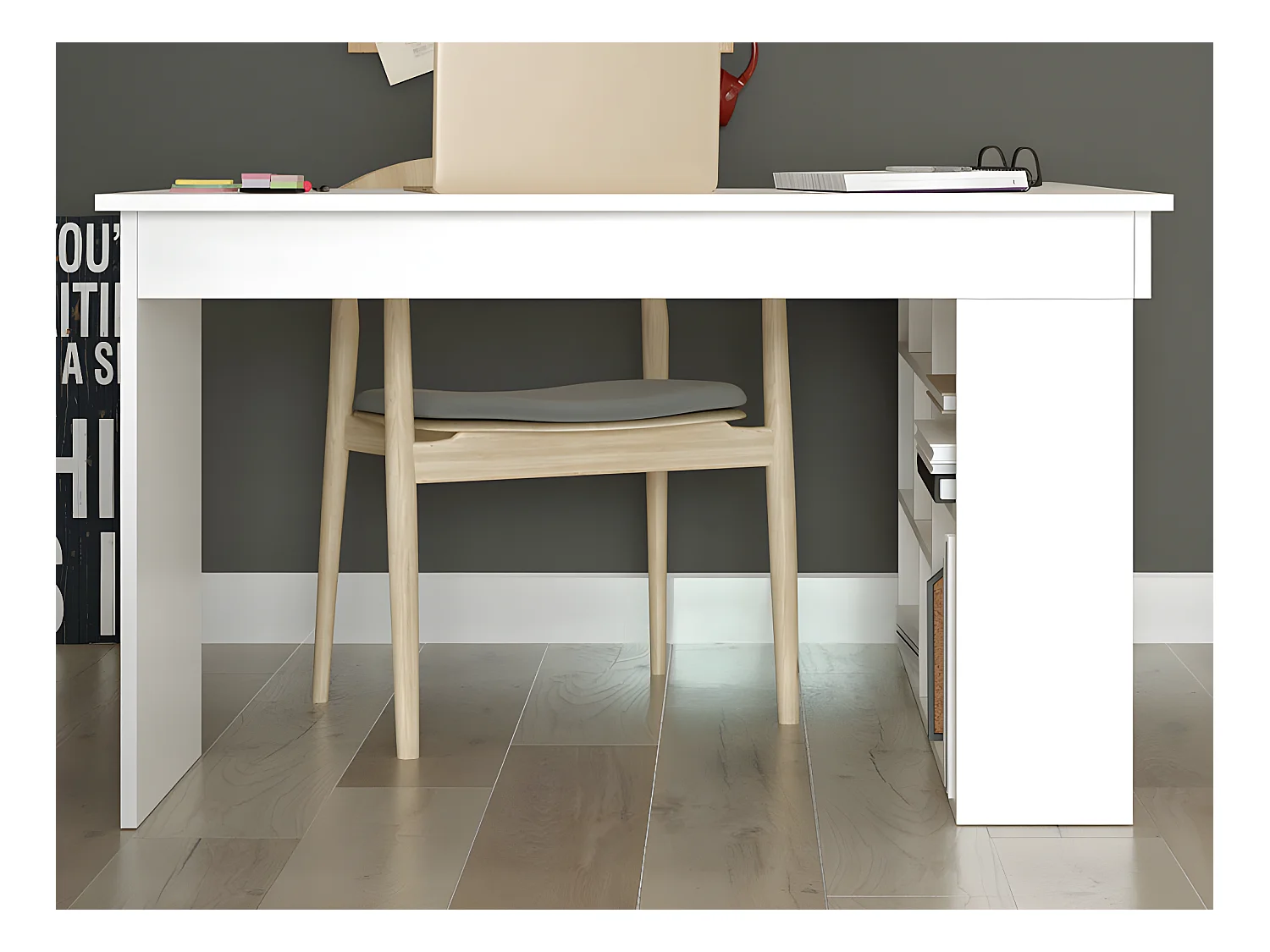 Secretária de canto com espaços de arrumação cor branca - LILEUL