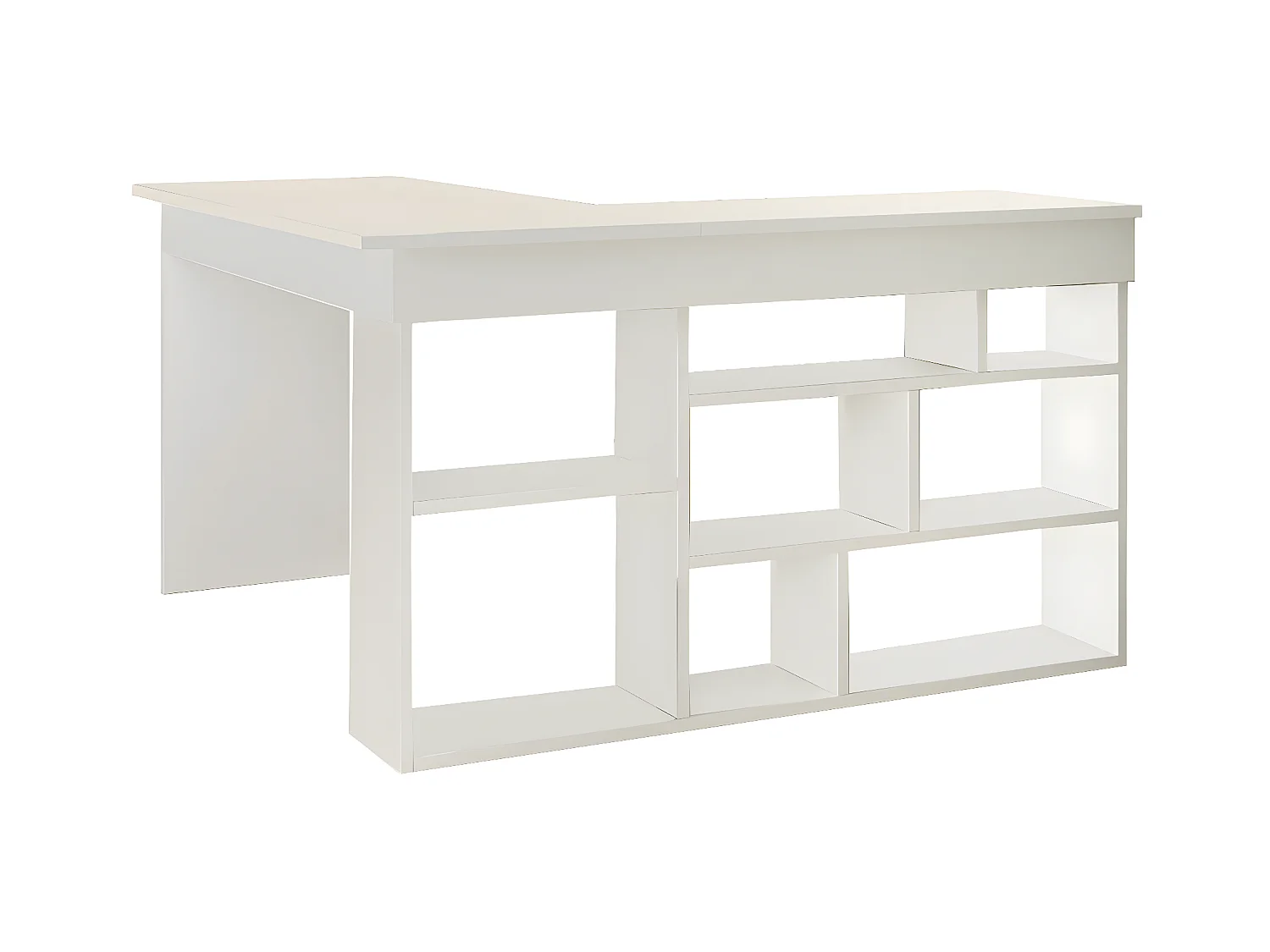 Escritorio rinconera con compartimentos - Color: blanco - LILEUL