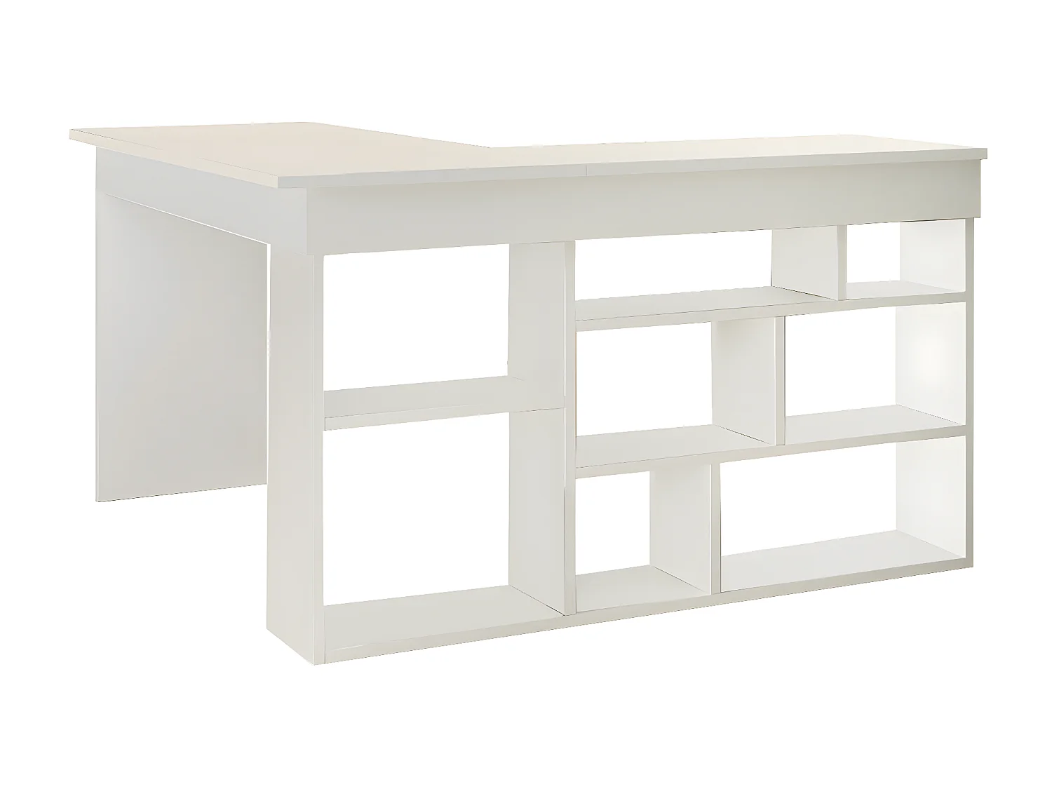 Bureau d'angle avec rangements - Coloris : Blanc - LILEUL