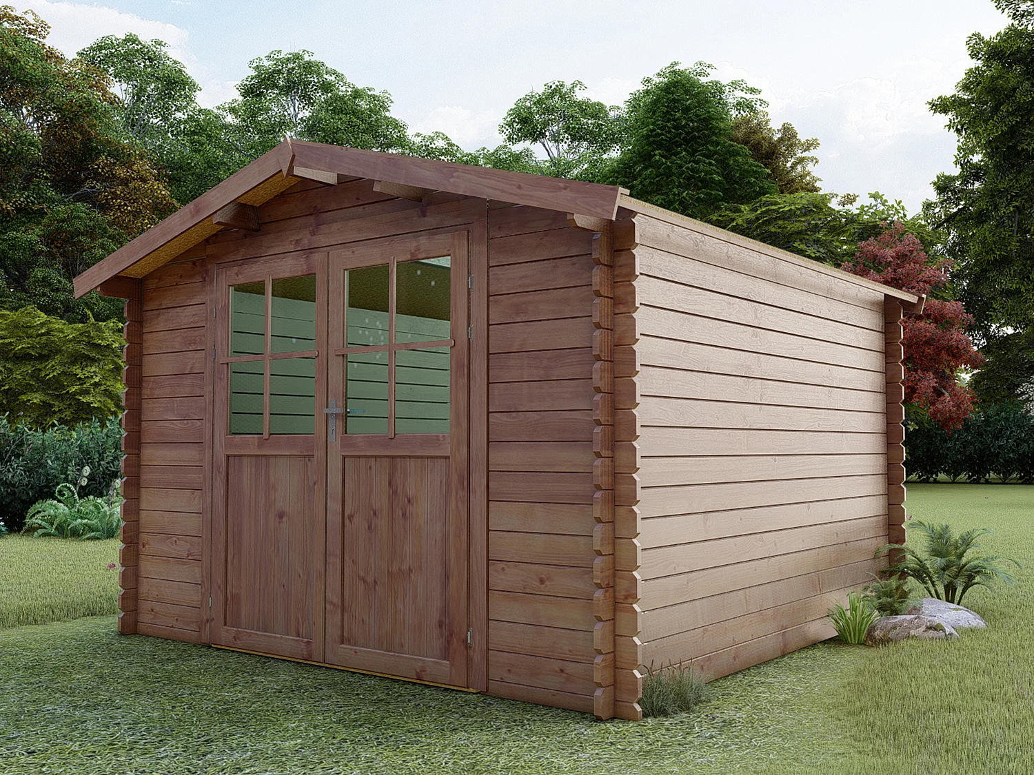 Abri de jardin en bois traité par autoclave 9,91 m² épaisseur 28 mm - HORTUSA