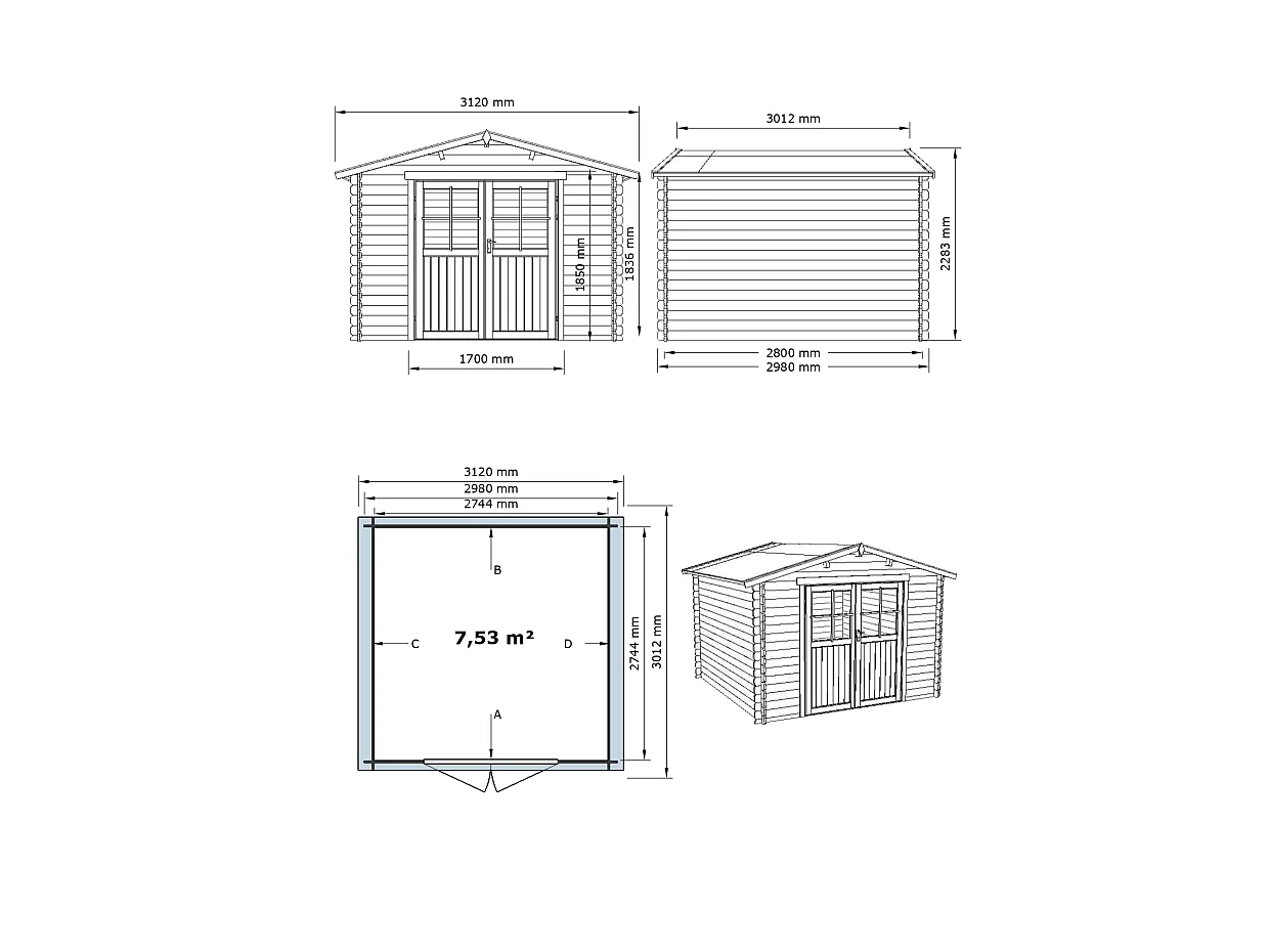 Treated wood garden shed by Autoclave - 9,91 m², 28 mm thick - HORTUSA
