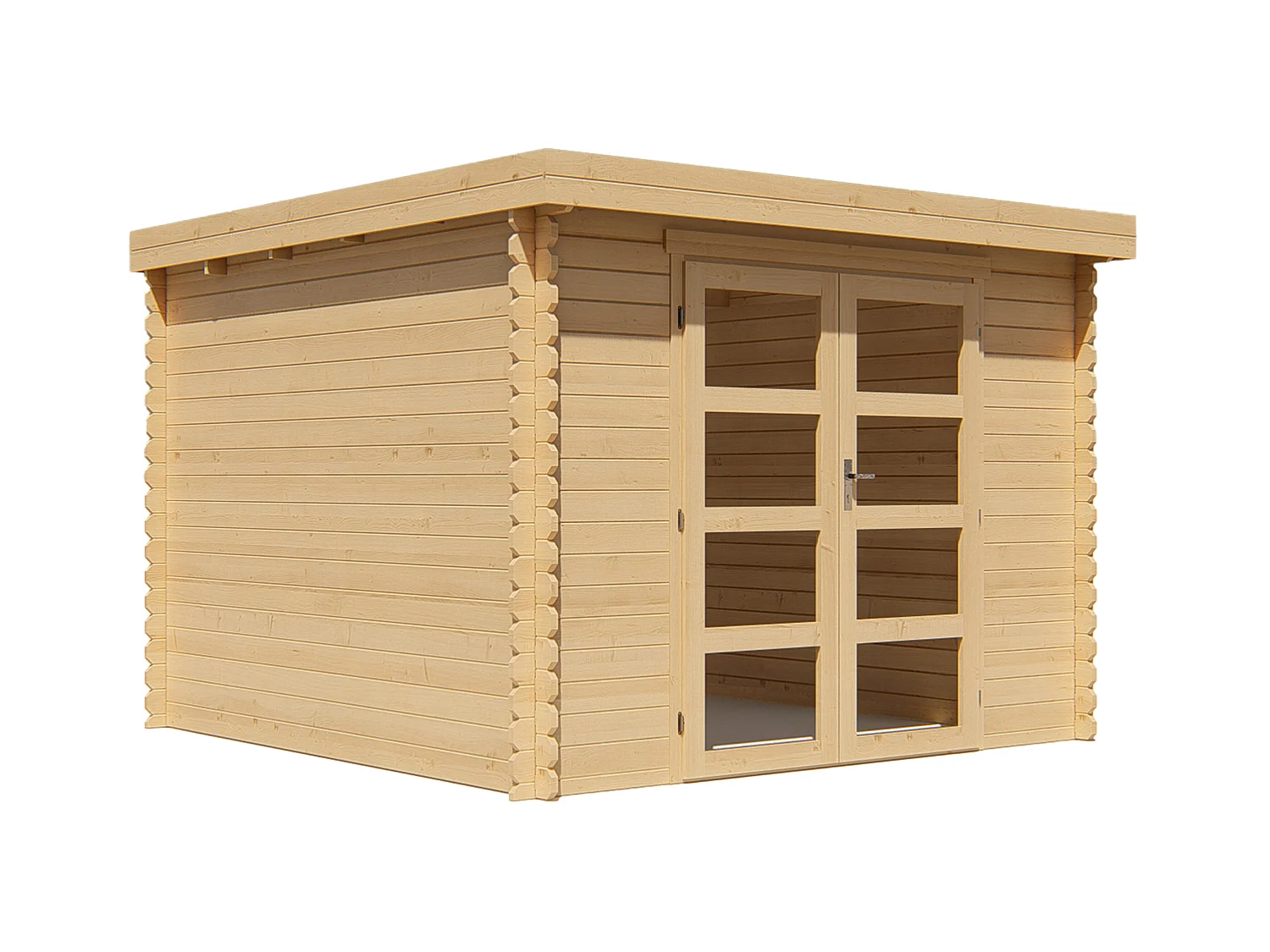 Caseta de jardín de madera con techo plano 9,86 m² de 28 mm de grosor - LOTAVI