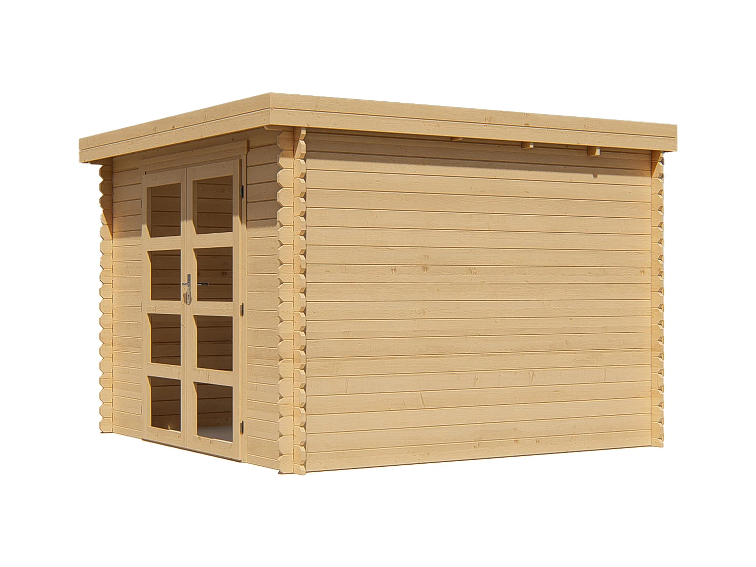 Caseta de jardín de madera con techo plano 9,86 m² de 28 mm de grosor - LOTAVI