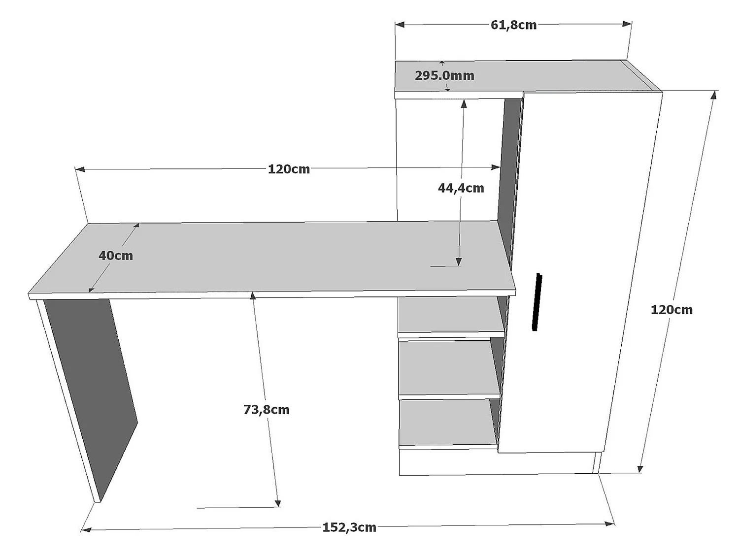 Bureau avec armoire de rangements - Coloris : Naturel et blanc - MILARIA