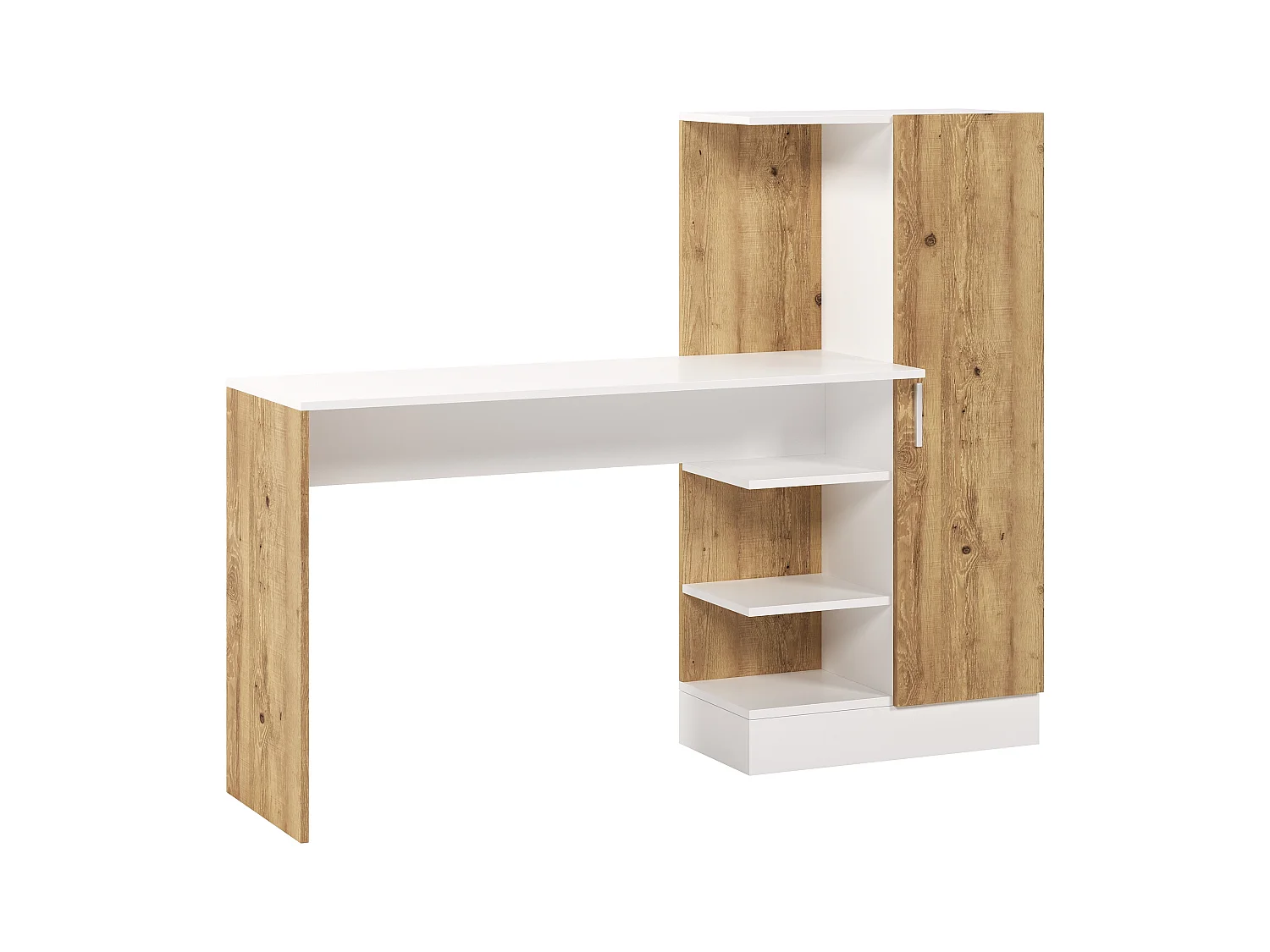 Scrivania con armadio portaoggetti Naturale e Bianco - MILARIA
