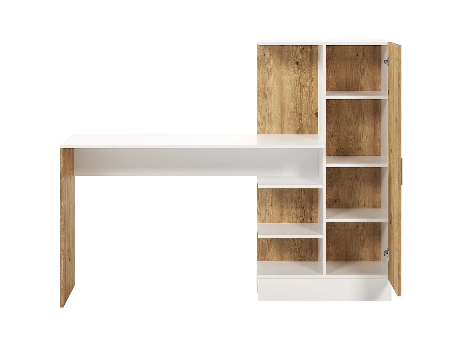 Scrivania con armadio portaoggetti Naturale e Bianco - MILARIA