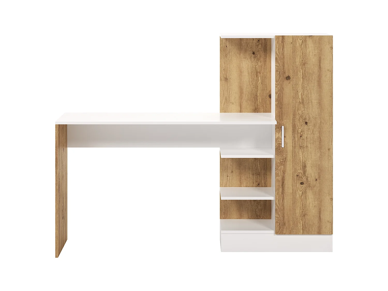 Scrivania con armadio portaoggetti Naturale e Bianco - MILARIA