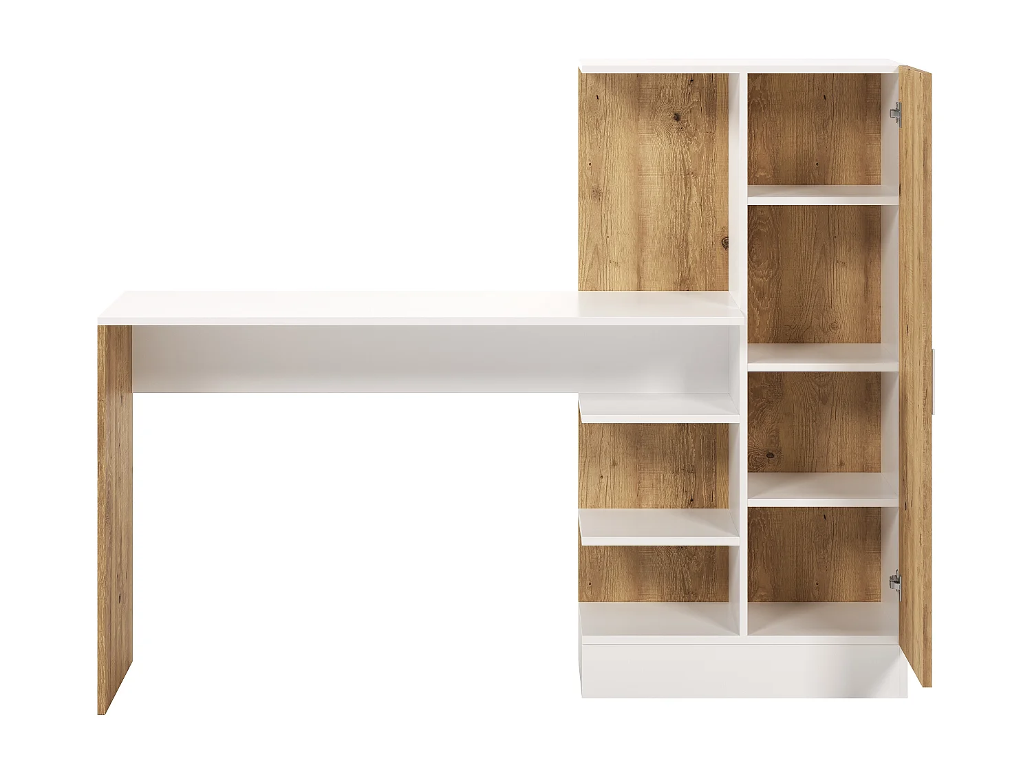 Bureau met opbergruimtes - Naturel en wit - MILARIA