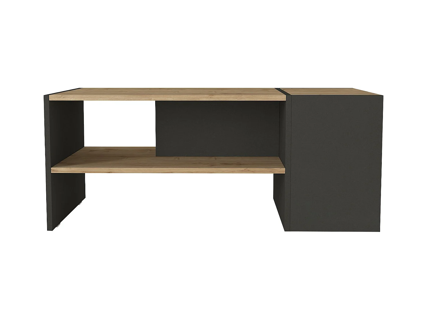 Table basse avec rangements - Anthracite et naturel - VELKAN