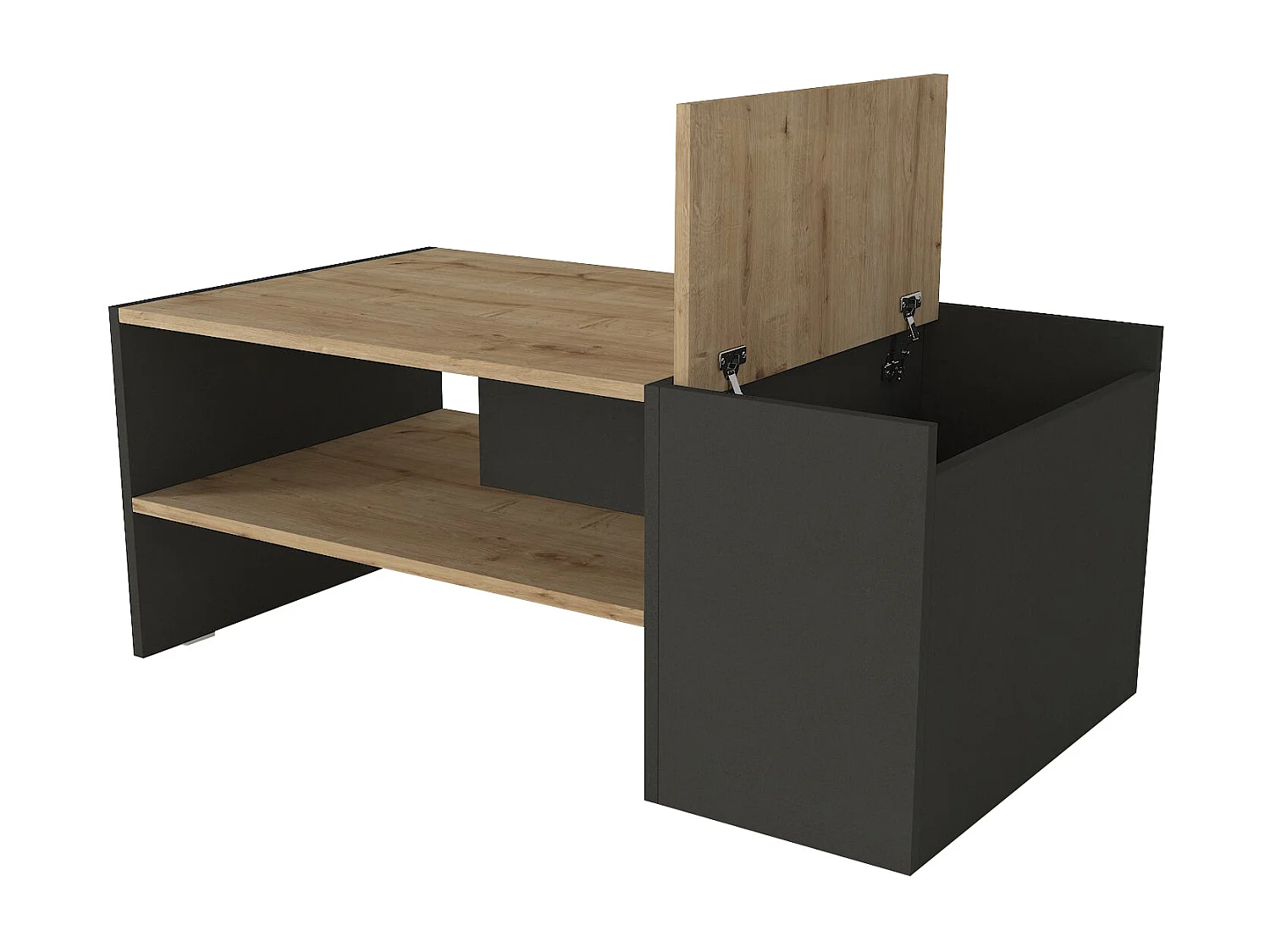 Soffbord med förvaring - Antracit och naturell - VELKAN