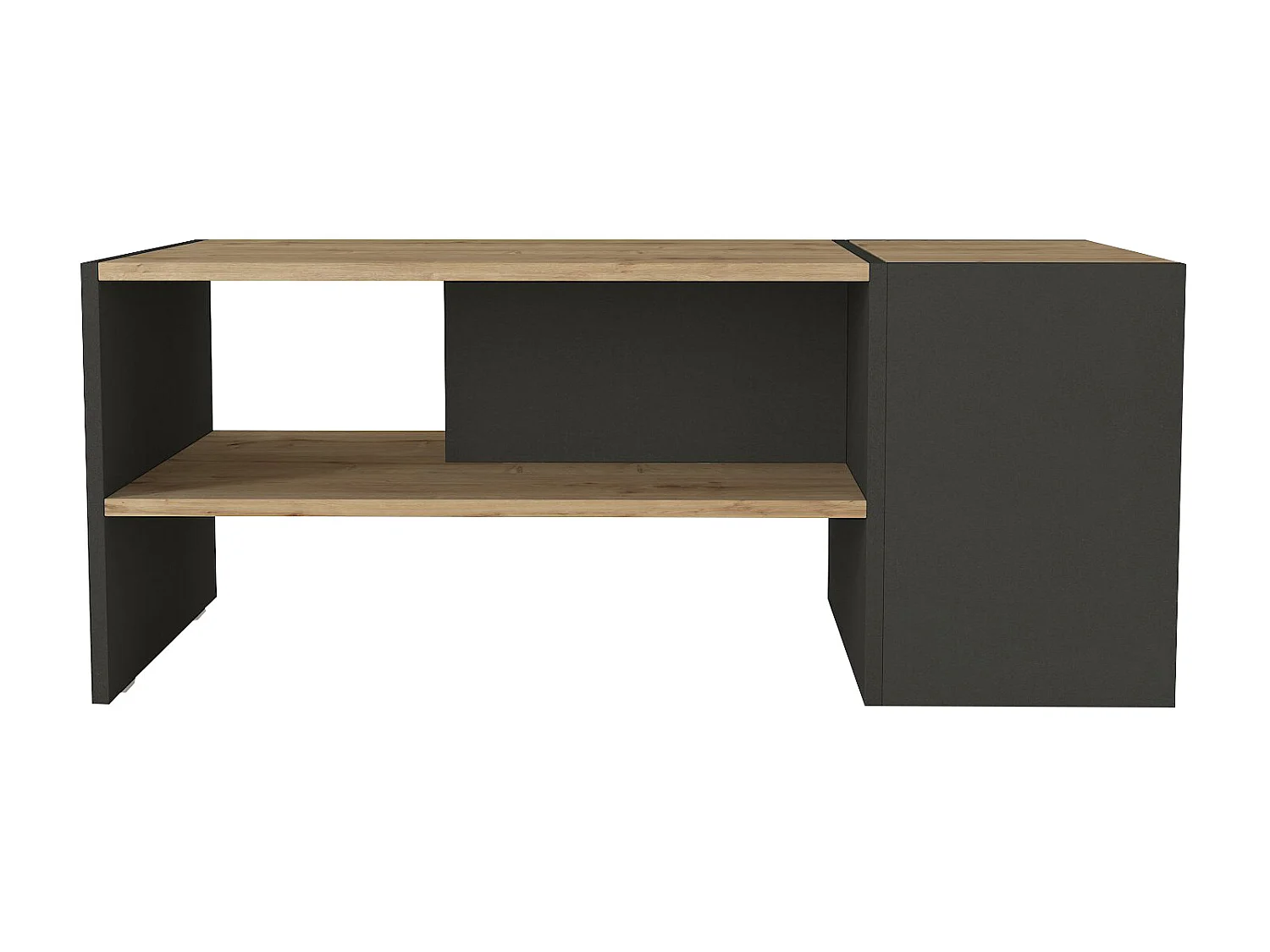 Soffbord med förvaring - Antracit och naturell - VELKAN