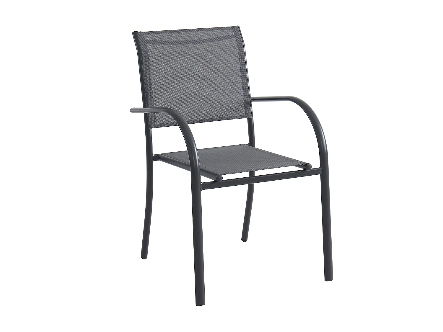 Juego de 2 sillones de jardín apilables de aluminio y textileno - Gris antracita - JOLANE