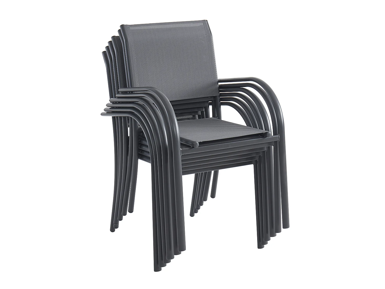 Juego de 2 sillones de jardín apilables de aluminio y textileno - Gris antracita - JOLANE