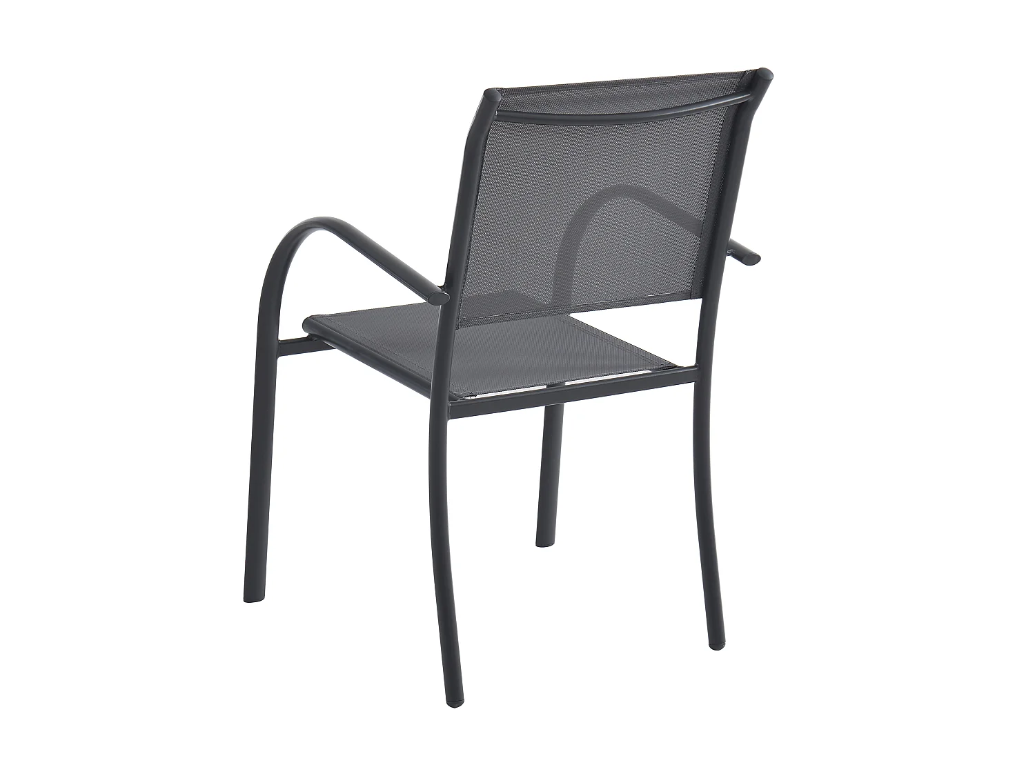 Juego de 2 sillones de jardín apilables de aluminio y textileno - Gris antracita - JOLANE