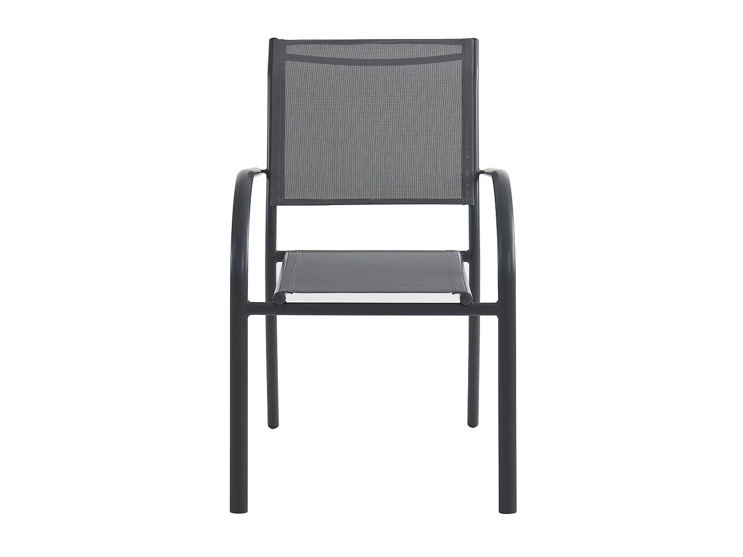 Juego de 2 sillones de jardín apilables de aluminio y textileno - Gris antracita - JOLANE