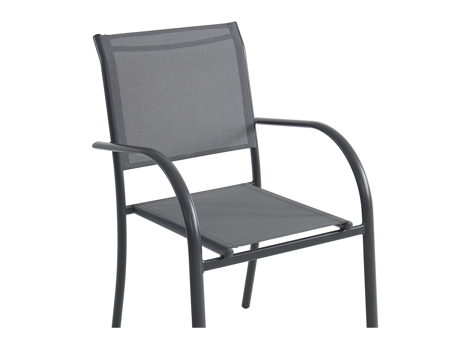 Juego de 2 sillones de jardín apilables de aluminio y textileno - Gris antracita - JOLANE