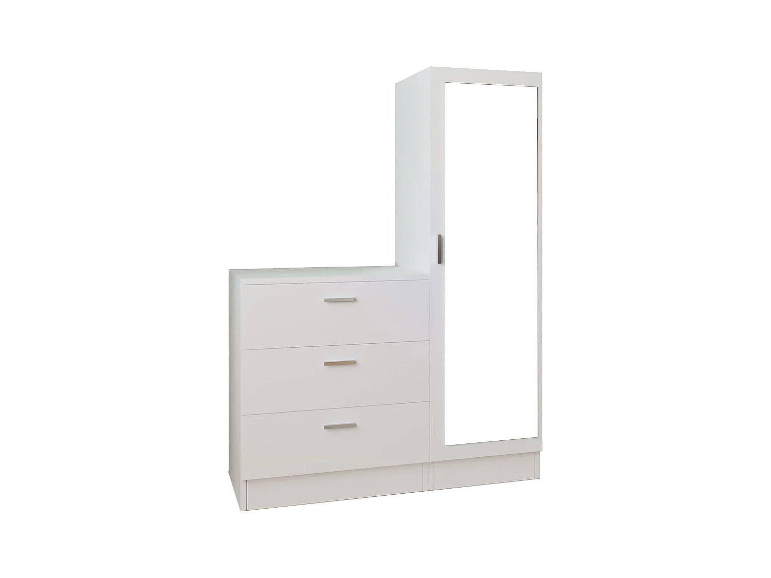 Comò 3 cassetti con armadio e specchio Bianco - VITORIO