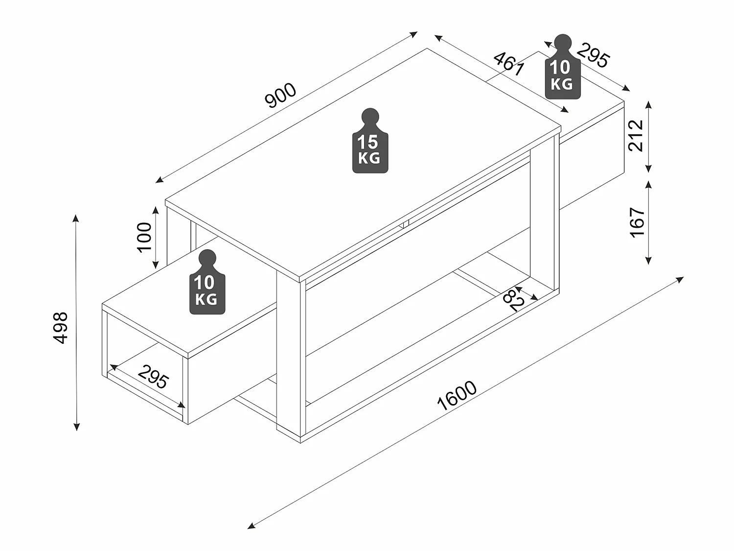 Meuble TV avec 2 niches - Effet marbre noir et doré - COMEBI II