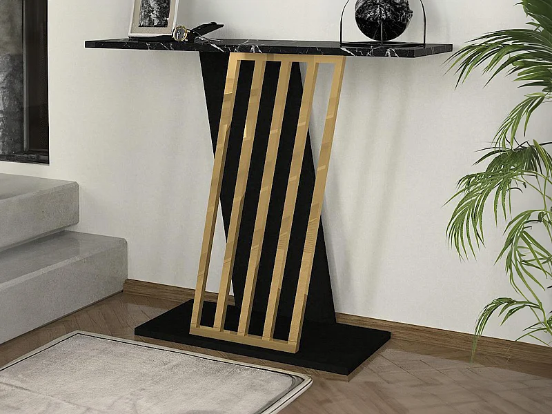 Wandkonsole - Marmor-Optik - Schwarz & Goldfarben - ORSONA