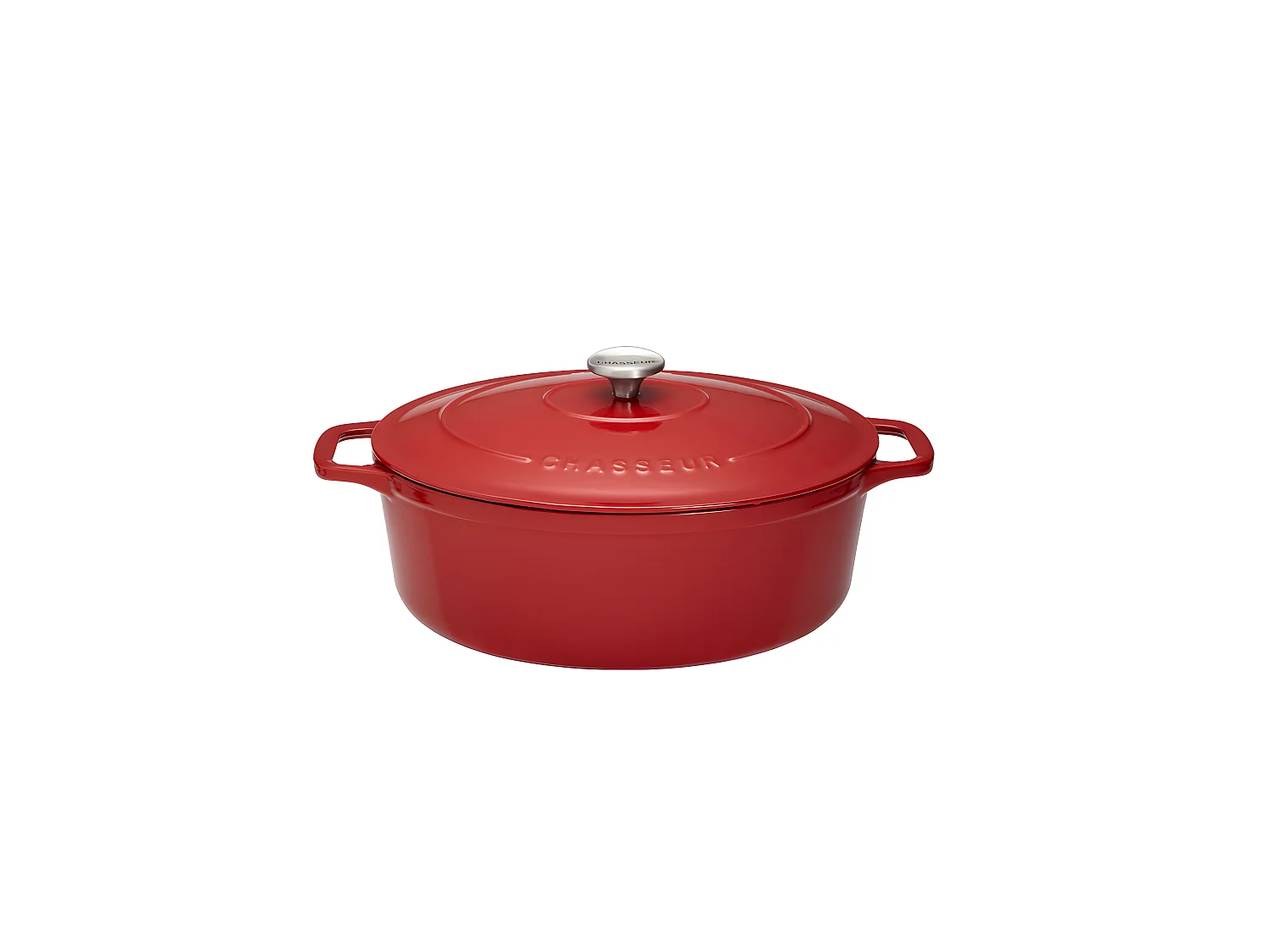 Cocotte ovale 29 cm chasseur rouge uni interieur sable