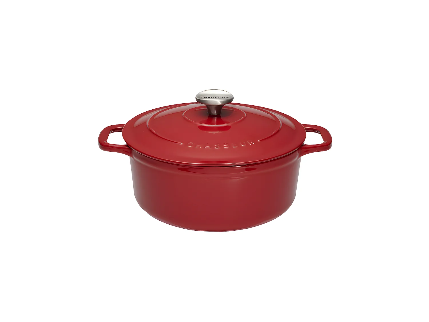 Cocotte ronde 28 cm chasseur rouge uni interieur sable
