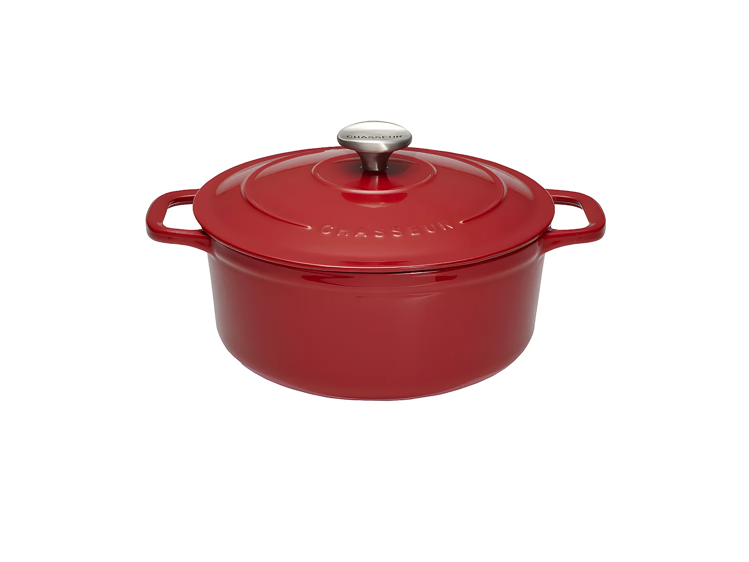 Cocotte ronde 20 cm chasseur rouge uni interieur sable