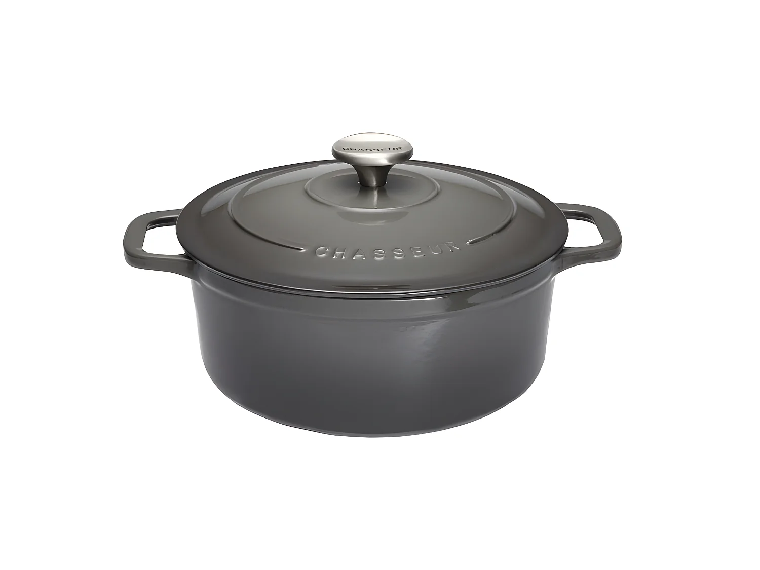 Cocotte ronde 24 cm chasseur gris caviar interieur noir