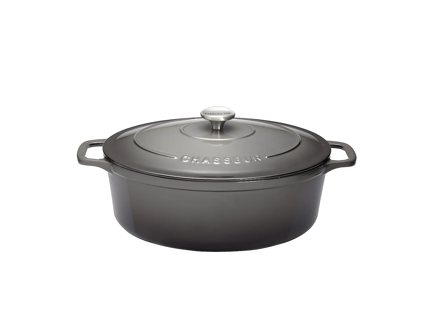 Cocotte ovale 35 cm chasseur gris caviar interieur noir