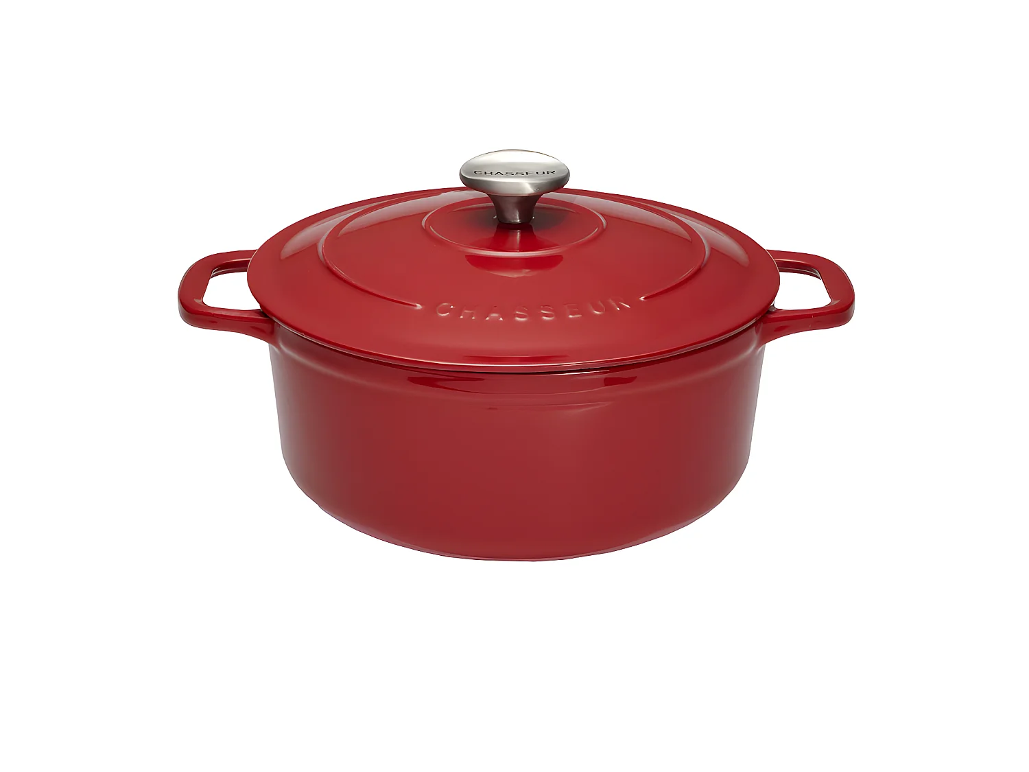 Cocotte ronde 24 cm chasseur rouge uni interieur sable