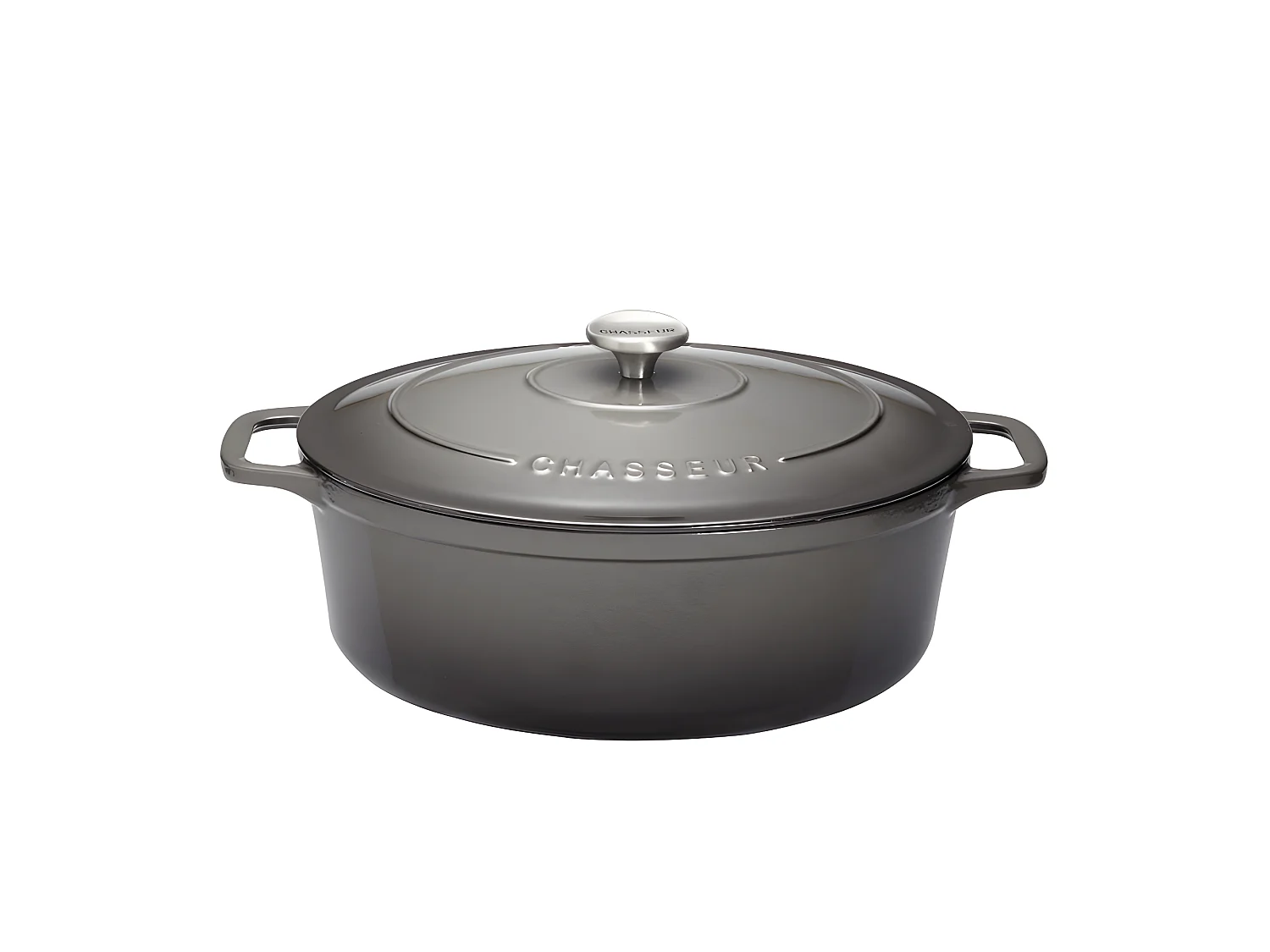 Cocotte ovale 33 cm chasseur gris caviar intérieur noir