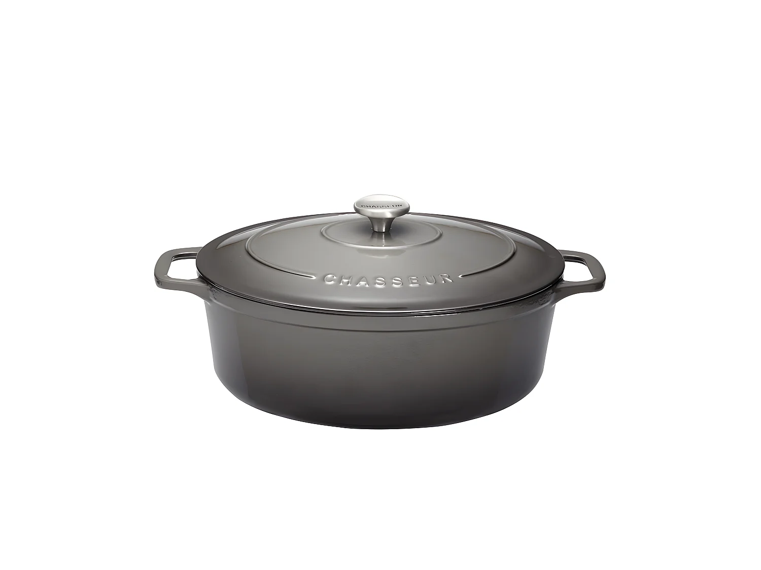Cocotte ovale 33 cm chasseur gris caviar intérieur noir
