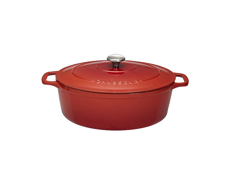 Cocotte ovale 33 cm chasseur rubis degr.noir interieur noir