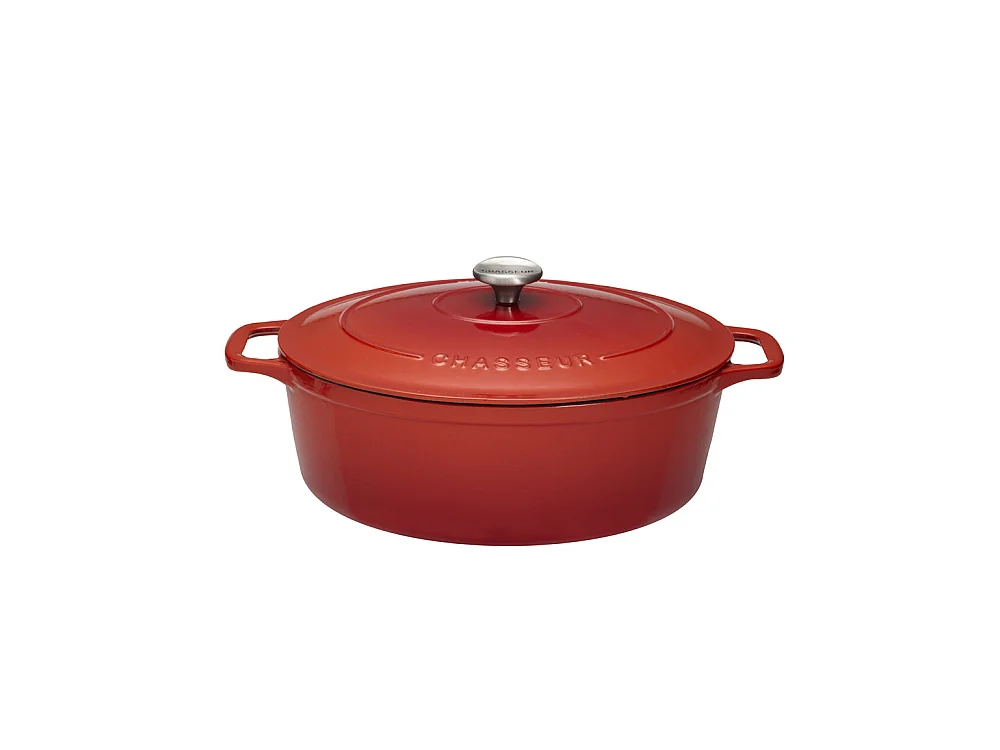 Cocotte ovale 33 cm chasseur rubis degr.noir interieur noir