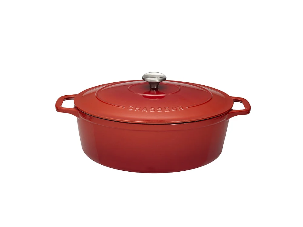 Cocotte ovale 33 cm chasseur rubis degr.noir interieur noir