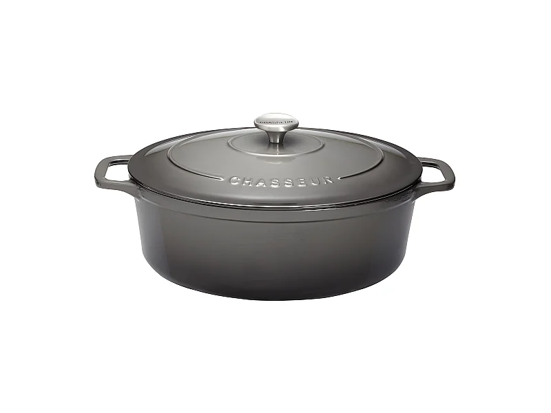 Cocotte ovale 29 cm chasseur gris caviar interieur noir