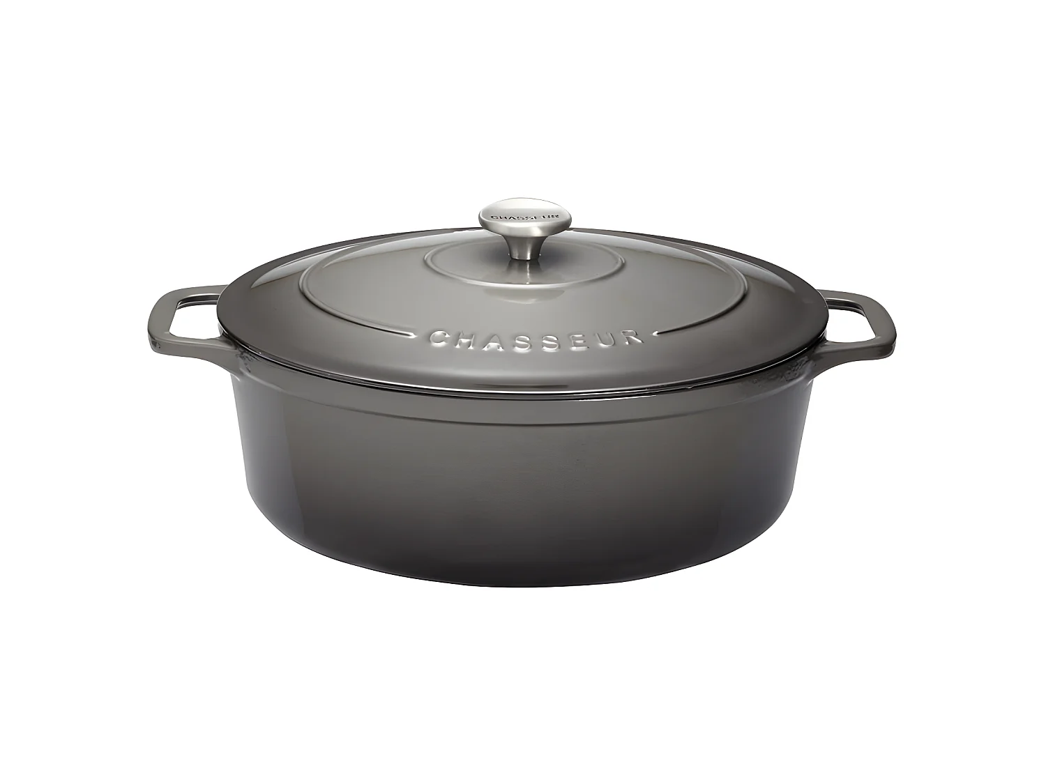 Cocotte ovale 29 cm chasseur gris caviar interieur noir