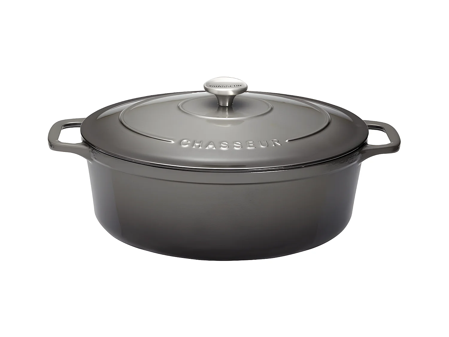 Cocotte ovale 29 cm chasseur gris caviar interieur noir