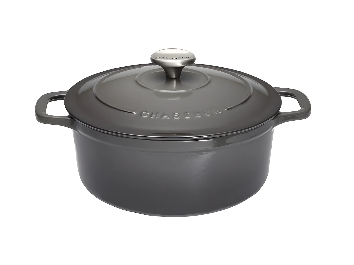 Cocotte ronde 28 cm chasseur gris caviar interieur noir