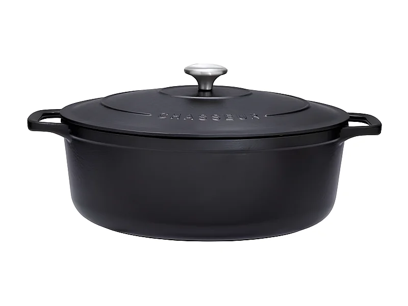 Chasseur Cocotte ovale en fonte émaillée 35cm noir - puc473501