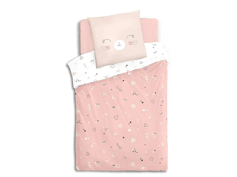 Lit enfant Bosco avec matelas et parure de lit Chat