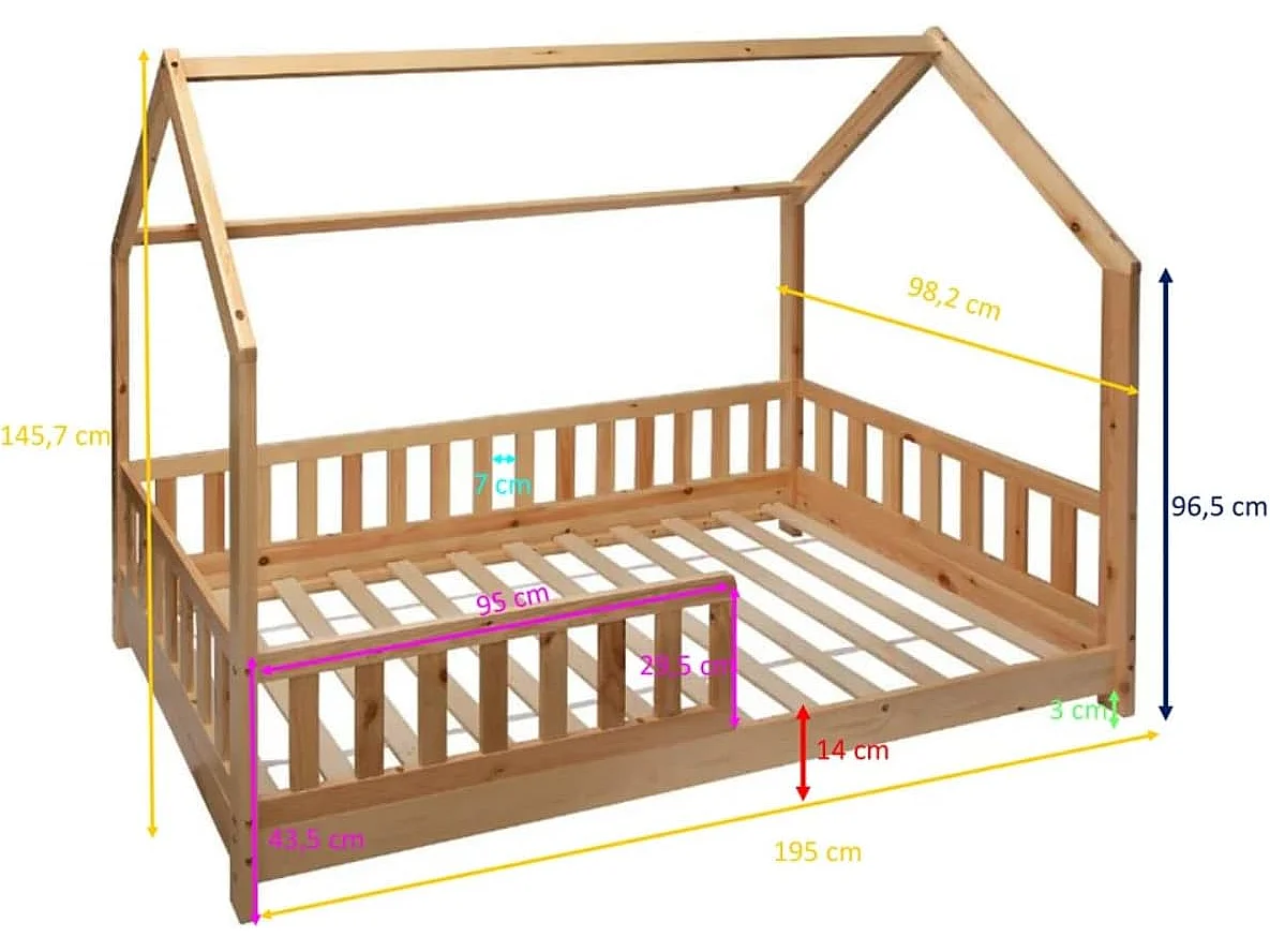 Lit enfant Bosco avec matelas et parure de lit Chat