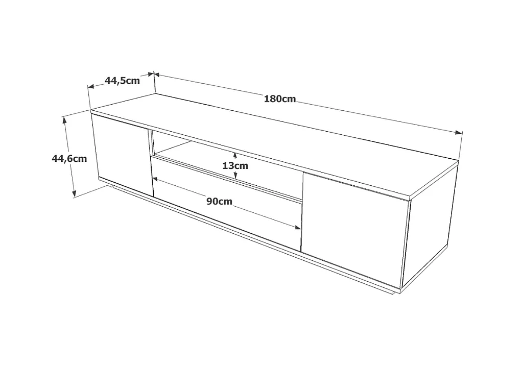 Mueble TV con 3 puertas y 1 estante - blanco y natural - LOTULA