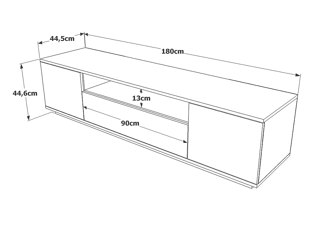 Meuble TV avec 3 portes et 1 niche - Blanc et naturel - LOTULA